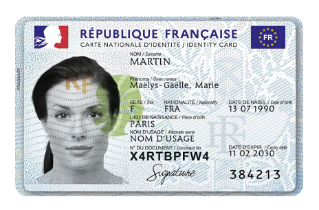 Animation montrant les zones de contrôle analysées sur un document d’identité